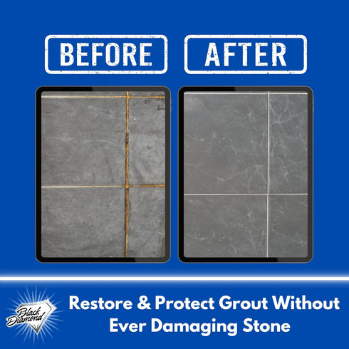(1-Quart/1-Brush) Black Diamond Ultimate Grout Cleaner: Best Cleaner for Tile,Ceramic,Porcelain, Marble Acid-Free Safe