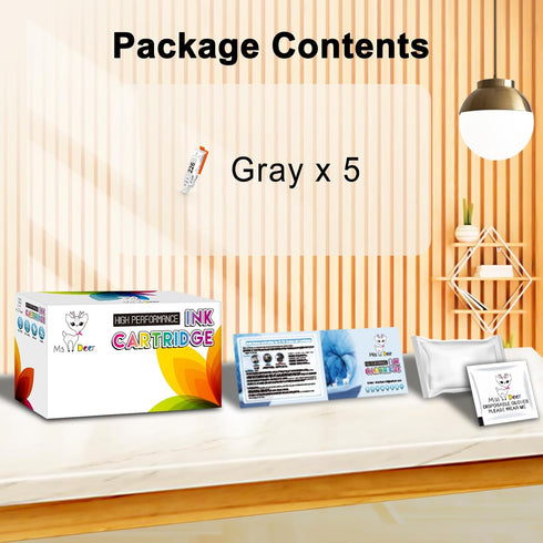 Miss Deer Compatible 226 Gray Ink Cartridges Replacement for Canon CLI-226 High Yield (5-Pack, Gray)