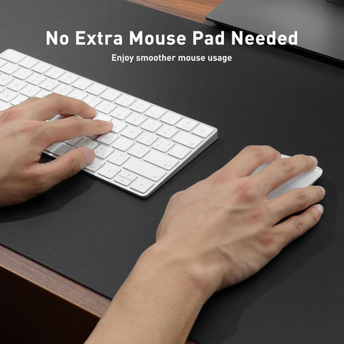 Leather Desk Pad Protector, Non-Slip PU Leather Desk Blotter, Waterproof Writing Pad, 23.6" x 13.7" (Black)