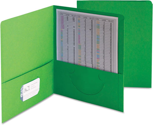 Smead Two-Pocket Heavyweight Folder, Letter Size, Green, 25 per Box (87855)