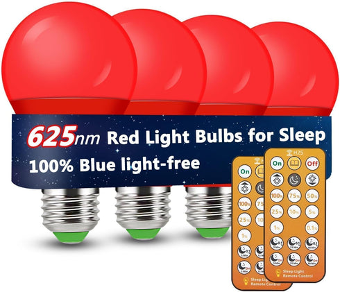 Red Light Bulbs for Sleep with Remote Control, E26 LED Blue Light