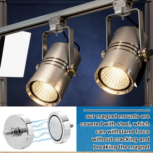 4 1.65in-180lb-M6 Flutesan Pieces Heavy Duty Neodymium Round Mounting Magnet with Bolt Silver with Male Thread Stud
