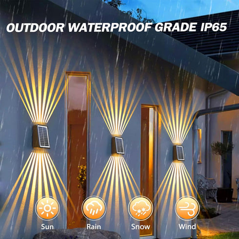 IP65 (2 2 Pack) VICHUNHO Solar Outdoor Wall Lights, Up & Down Solar Powered Lighting, Waterproof Fence Light