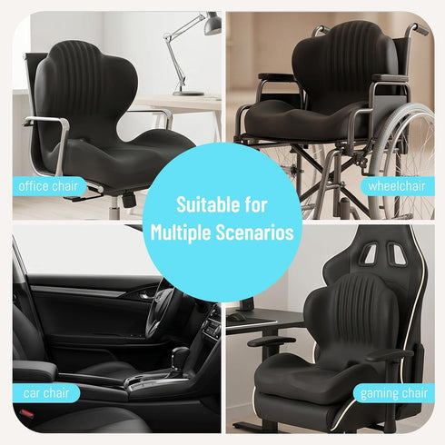 Ergonomic Seat Cushion, Office Chair Seat Cushions with L-Shaped Design, Memory Foam Seat Cushion for Home Car Chair