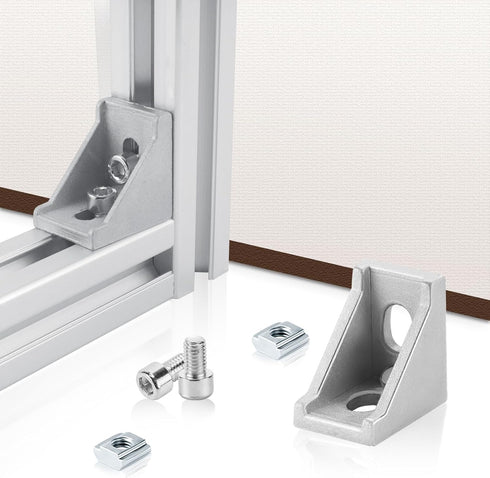 30 Set Silver 2020 Series Aluminum Extrusion Profile Connector, Includes Wrench and Corner Brackets