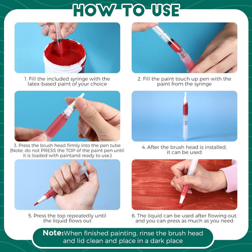 Touch Up Paint Pens 2 in 1 Pack, Refillable Brush Pen & Empty Oil Pen for Touch Up Wall Cabinets Furniture Wood (3 ml,