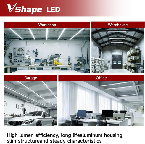 4-Pack 4FT, 20W, 6500K 2200LM, T5 LED Shop Lights Linkable Utility Fixtures for Under-Cabinet Lighting, Kitchen