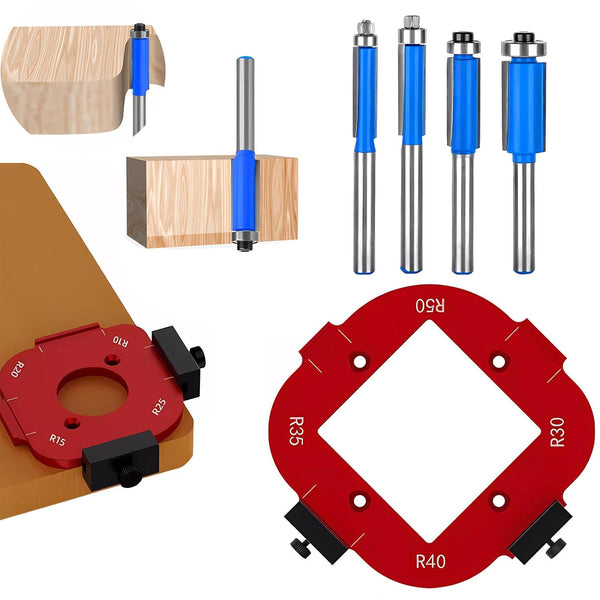 Lightdream 2-Piece 4-in-1 Rounded Corner Router Template, Aluminium Alloy Edge Guide Radius Template,