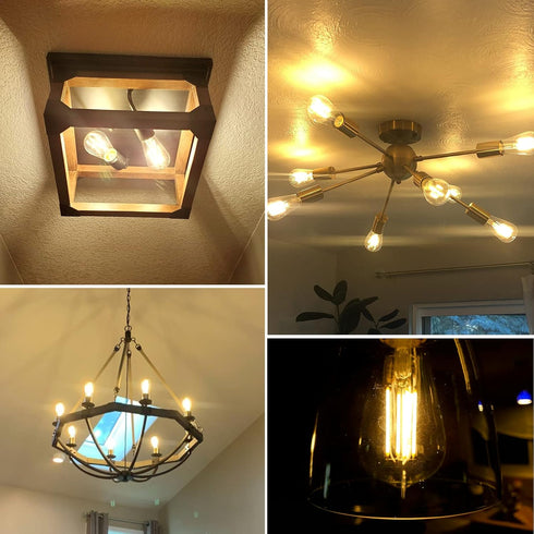 PARTPHONER LED Light Bulbs, 4 Pack, Dimmable Vintage Edison Bulb, E26 60W Equivalent, Warm White 2700K