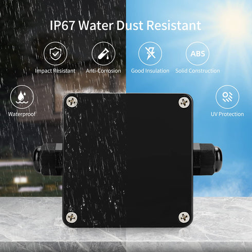 ABS IP67 Waterproof Dustproof Electrical Junction Box, with 15A 600V Barrier Terminal Cable Connector, 1IN/1Out Power Junction Box 2.48 * 2.28 * 1.37in