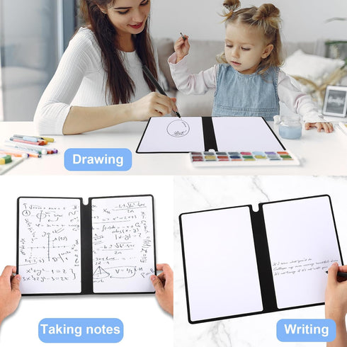 Portable A5 Dry Erase Notebook, 9.4x6.5 Inch Reusable Whiteboard Notebook for Business Home Office