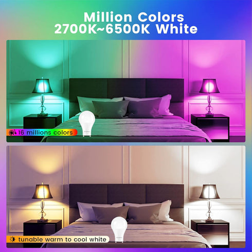 OHLUX GU24 Smart Light Bulbs, 10W 900LM Super Bright, RGBCW Color Changing, 120V 100W Halogen Replacement, 2 Pack
