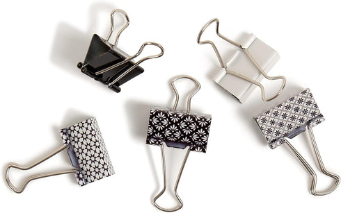 U Brands Fashion Binder Clips, Moroccan Monochrome with Silver Prongs, Office Organization Supplies, 32mm, 36 Count by U Brands