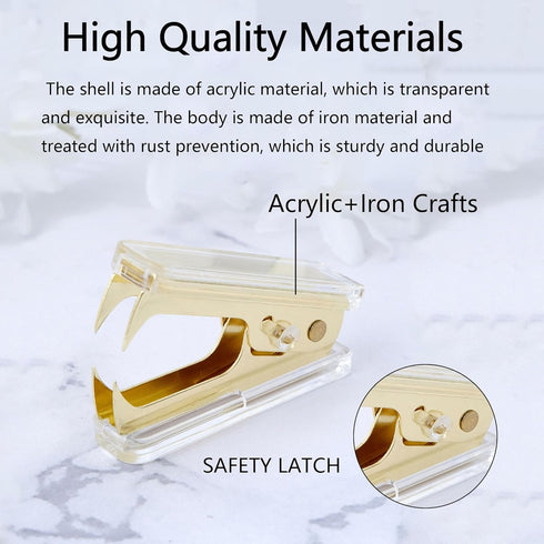 Gold Acrylic Desktop Stapler, 25 Sheet Capacity, includes 1000 Staples and Staple Remover