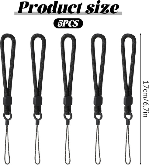 Larrel 5 Pcs Black Anti Theft Phone Strap, Lightweight Portable Mobile Phone Lanyard, Practical Small Keychain Lanyard