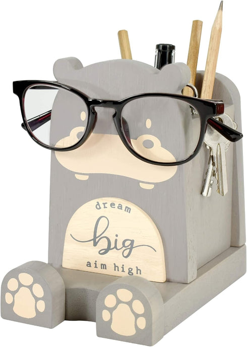 I'm Wood Multipurpose Eyeglass Phone Pen & Pencil Holder Stand, Stationery Desk Box Organizer, Home Office Decor "Dream