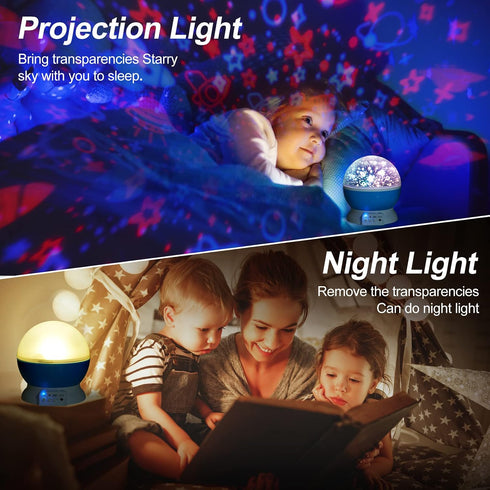 360 4 Bulbs 8 Christmas Baby Night Lights with Remote Control,Moon Projector Degree Rotation - LED Color Changing