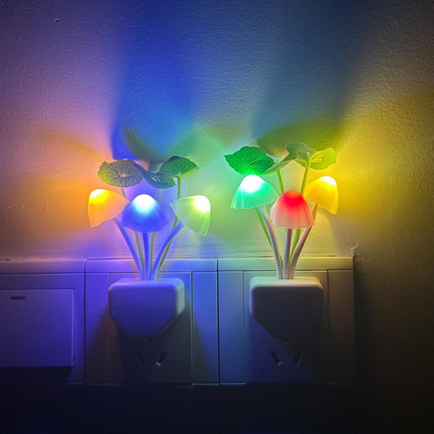 2Pack Mushroom Night Light, Plug-in Sensor LED Night Light Color Changing Nursery Light for Kids, Cute Wall Based Lamp