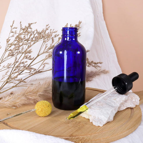 24 Pack 4oz Cobalt Blue Glass Bottles - Essential Oils, Perfumes & Lab Chemicals