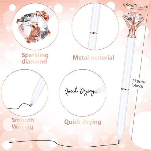 Yahenda 50 Pcs Diamond Pens, Bridal Shower Ballpoint Pen with Black Ink, Bling Pens for Women Bridesmaid Wedding