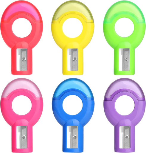 6 Pack, 2-in-1 Mr. Pen- Manual Pencil Sharpener & Eraser, Manual Sharpeners, Multicolored Sharpener with Eraser Fun