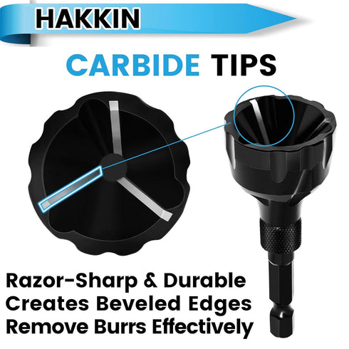 Hakkin 2Pack Hex Shank Deburring External Chamfer Tool with Carbide Blade for Repairing Damaged Bolts and Screws