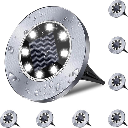 Rayolon 4.6 Inch Diameter Solar Ground Lights, Waterproof Solar Garden Lights, Outdoor Garden