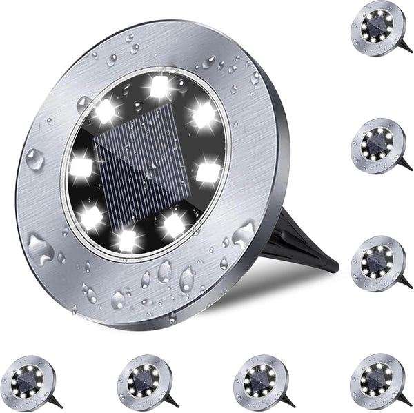 Rayolon 4.6 Inch Diameter Solar Ground Lights, Waterproof Solar Garden Lights, Outdoor Garden