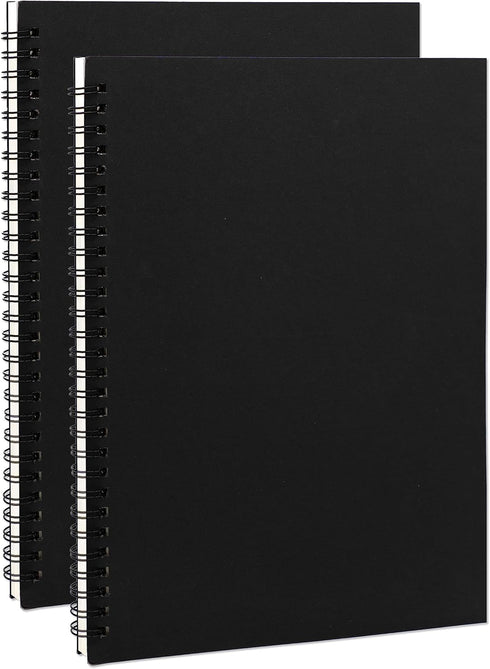 DSTELIN Blank Spiral Notebook: 10 inch x 7.5 inch, 2-Pack, 120 Pages, Soft Cover, 100GSM (Black)