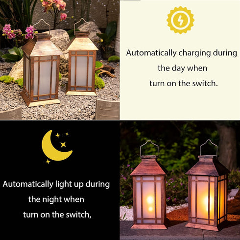 2 Pack Afirst Solar Lantern Outdoor, Hanging Lights Decorative Outdoor Lighting Waterproof Umbrella Lights for Patio