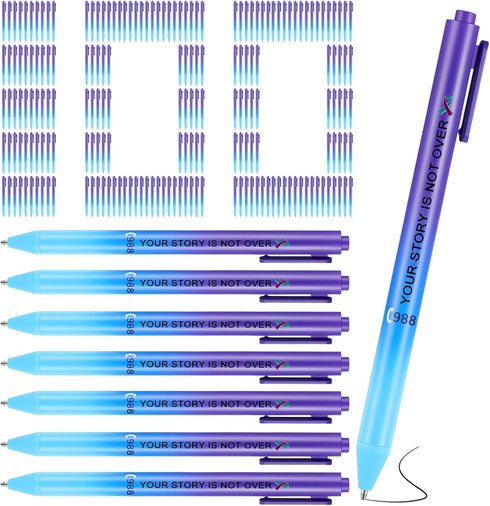 Jetec 100 Pcs Suicide Prevention Awareness Ribbon Pens, Mental Health Bulk Retractable Fine Tip Pens