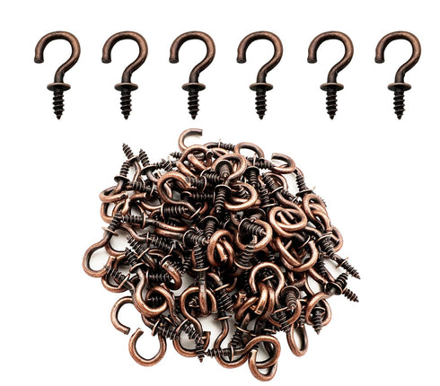 100 Pcs 1/2 Inch Small Screw Hooks, Screw-in Jewelry Hooks, Red Bronze Lights Hook