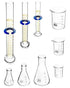 Set, Set, 9 3 3 3 3.3 QWORK Lab Glassware Beaker Flask Cylinder Pieces - Includes Erlenmeyer Flasks, Beakers, & Grade A