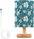 ALAZA Bedside Table Lamp for Bedroom Teal Hawaiian Floral Nightstand LED Light