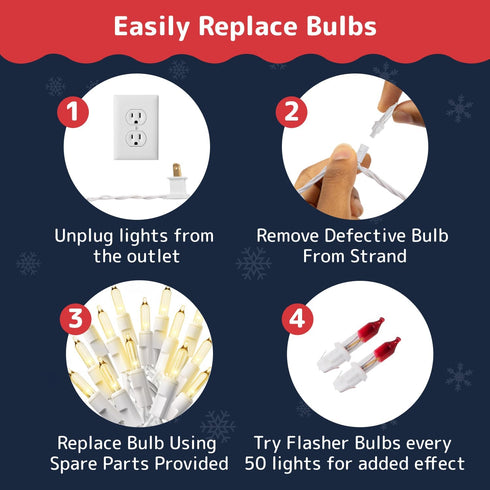 100-Count 20 PREXTEX Ultra Bright Christmas Lights - ft Clear StringLights on White Wire - Incandescent Xmas TreeLights