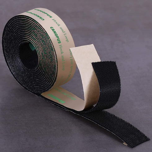 CANOPUS Heavy Duty Hook and Loop Strips with Adhesive, Industrial Strength Reclosable Fastener, Black, 1in x 6ft