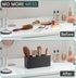 Pencil Pen Holder for Desk, Wooden Office Organizers with 4 Slots for Countertop, Makeup Brush Holder, Black