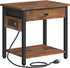 Gewudraw 2-Tier Printer Stand with Charging Station, Under Desk Printer Table, Side Table with Storage Shelves for Home