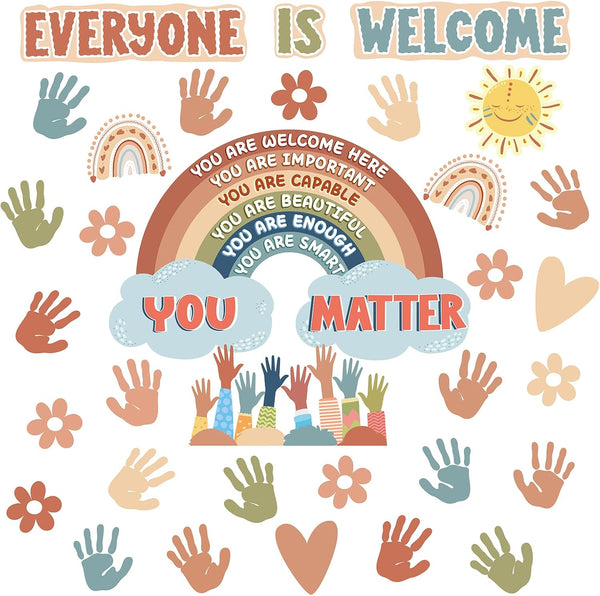 Boho Bulletin Board Decorations for Classroom 35Pcs Everyone is Welcome Positive Motivational Affirmation Wall Decor