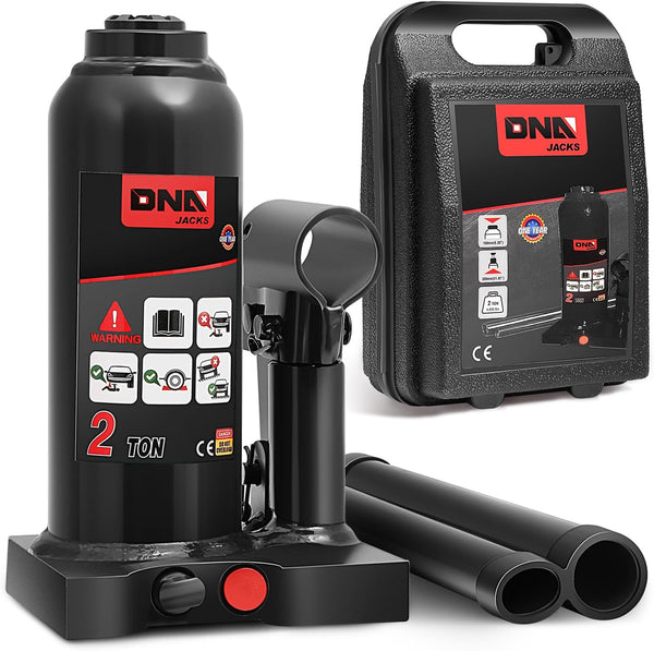 DNA MOTORING 2 Tons / 4409.2 lbs Lifting Automotive Welded Hydraulic Bottle Jack, Black, w/Manual Handle
