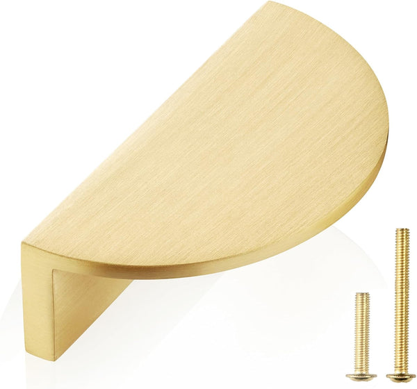 QOGRISUN 2-Pack Solid Brass Cabinet Pulls, Gold Half Moon Drawer Handles, 3-Inch Hole Center