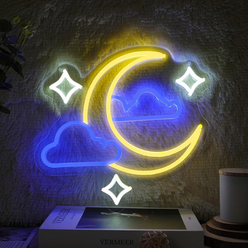 Moon Star Cloud Neon Sign - Moon Star Cloud LED Light for