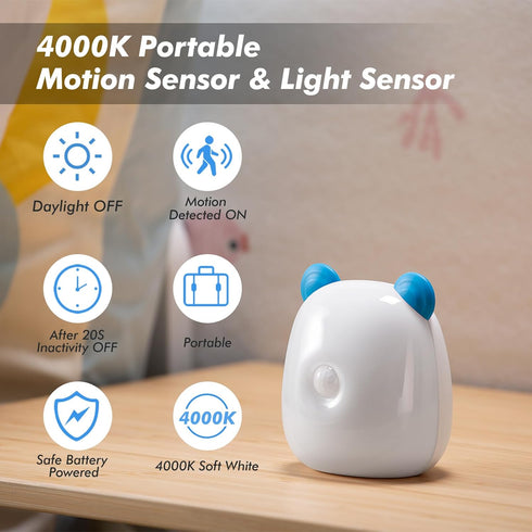 4000K G Keni LED Motion Sensor Night Light for Kids, Baby Nursery and Adult, Rechargeable Battery Powered Warm White