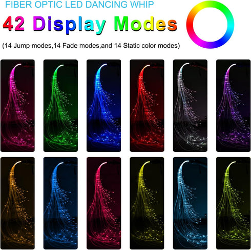 LQMEILI 6ft 12 36 360 LED Fiber Optic Whip Dance Space Whip with Colors, Color Modes Swivel Pixel Rave Whip Rave Lights