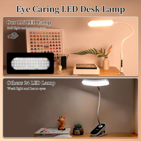 360 Dimmer, 5 9 Dimmable, BQAN LED Desk Lamp with Clamp, Flexible Gooseneck Nail Table Light Touch Color Modes