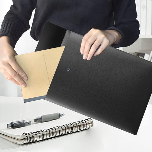 VANRA Vertical File Folders, Poly Filing Envelope with Snap Button Closure for A4 Letter Size Paper, Pack of 5