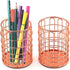QDKVTNDJZ 2 Pack Metal Pen Potnizers Makeup Brushes Holder for Desk Office, Rose