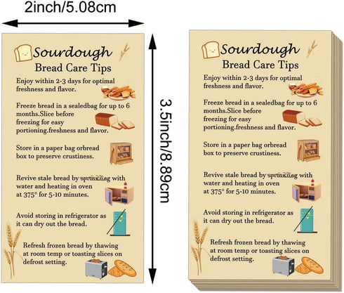 Remerabel (100 Sourdough Bread Care Instruction Cards Flavor Keeping Your Sourdough Fresh How to Carry and Cut Your