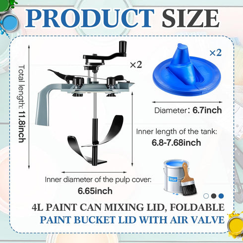 Reallnaive 2 1 2 Pack 1 Pcs Gallon Paint Can Pour Spout Covers and Gallon Mixing Mate Paint Lid Kit, Stirring Pouring