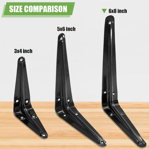 PHITUODA 24 Pack 8 6 Inch, Shelf Brackets x Heavy Duty Black Metal Floating Shelf Bracket, L Bracket Corner Brace
